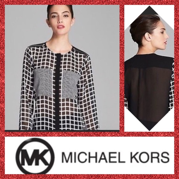 NWOT & GORGEOUS! MICHAEL KORS 100% COTTON BW CHECK-PRINT M/L - Picture 1 of 5